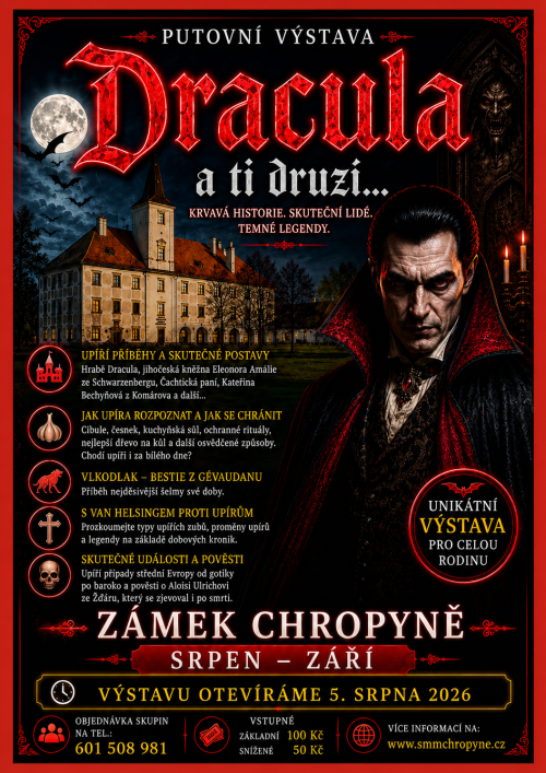 interiér výstavy o upírech