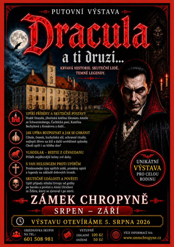 interiér výstavy o upírech